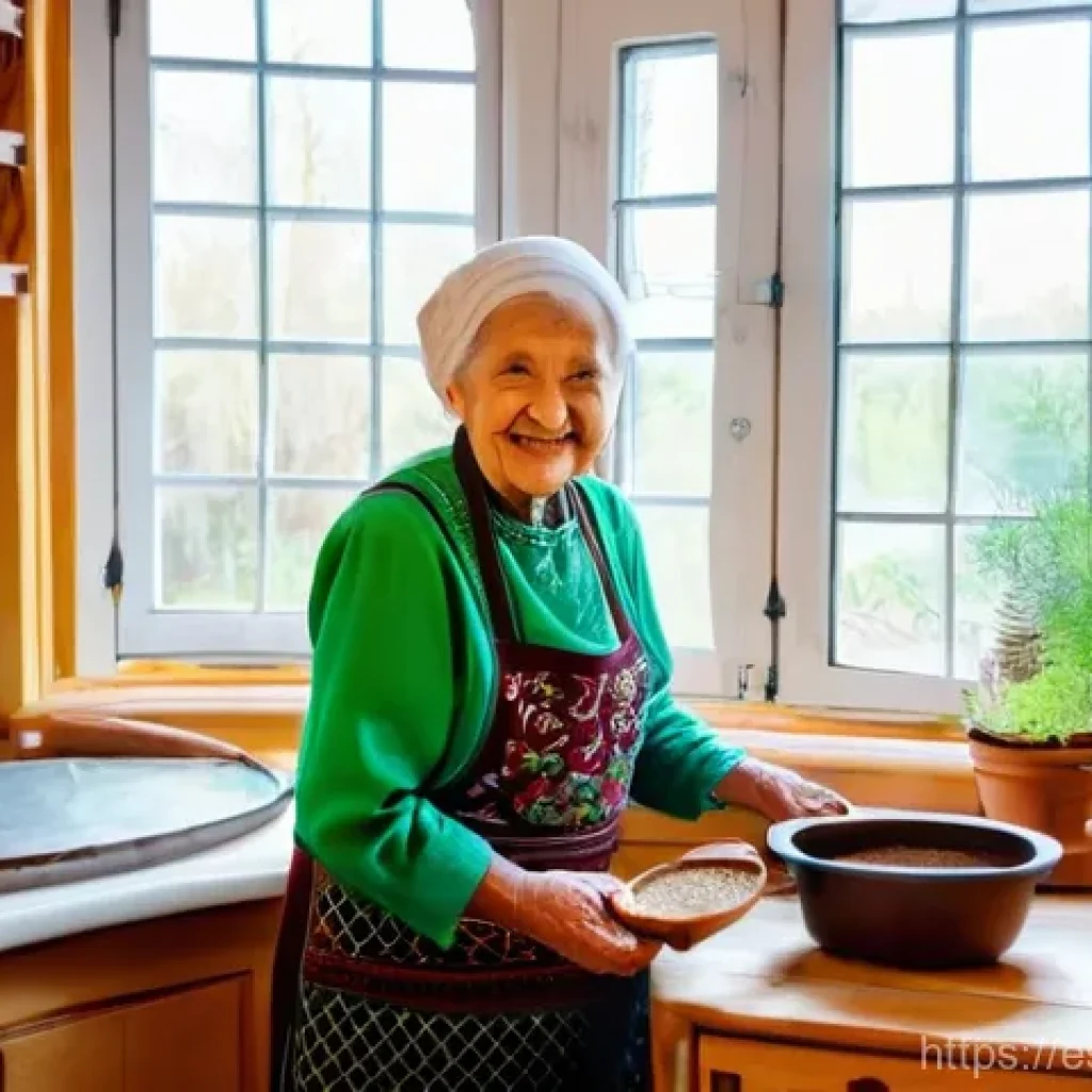 우크라이나 음식 문화 차이 - **Prompt 1: Cozy Ukrainian Kitchen with Borsch**
An elderly Ukrainian grandmother, with a warm, ...