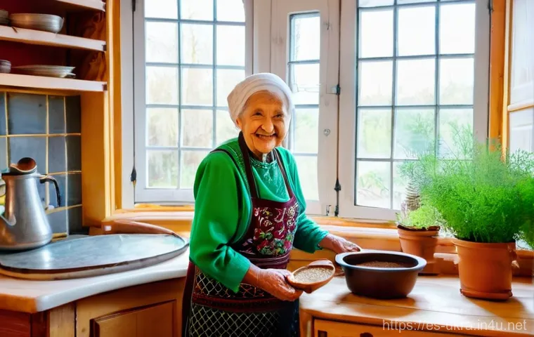 우크라이나 음식 문화 차이 - **Prompt 1: Cozy Ukrainian Kitchen with Borsch**
    An elderly Ukrainian grandmother, with a warm, ...