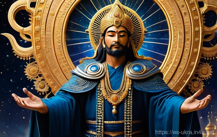비쉬반카 역사 - **Vishvankarma, The Cosmic Architect at Work:**
    A majestic, divine figure of Vishvankarma, embod...