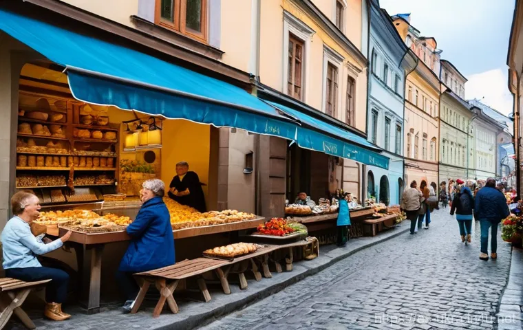 우크라이나 치안 상황 - **Prompt:** A bustling and resilient street scene in the historic city center of Lviv, Ukraine, on a...