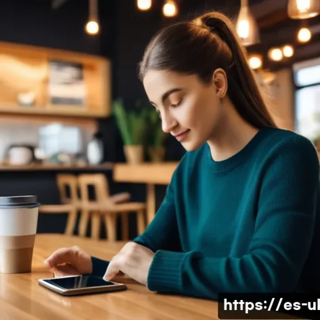 우크라이나 온라인 쇼핑 트렌드 - A modern Ukrainian urban setting showing a young adult woman using a smartphone to shop online comfo...