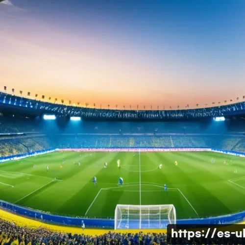 우크라이나 스포츠 인기 종목 - A vibrant football stadium scene in Ukraine during a lively match of Dynamo Kyiv, thousands of passi...