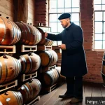 우크라이나에서 유명한 보드카 브랜드 - A traditional Ukrainian vodka distillery interior, showcasing artisanal copper stills and wooden bar...